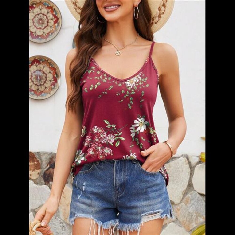 Printed V-Neck Cami - Picture 2 of 9